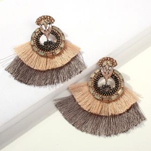 Bohemian Two-tone Scalloped Tassel Earrings